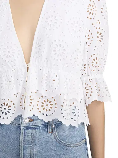 Frame Women's The Solstice Eyelet Blouse - White - Size Large | Thumbnail 7 Frame Women's The Solstice Eyelet Blouse - White - Size Large | Thumbnail 7