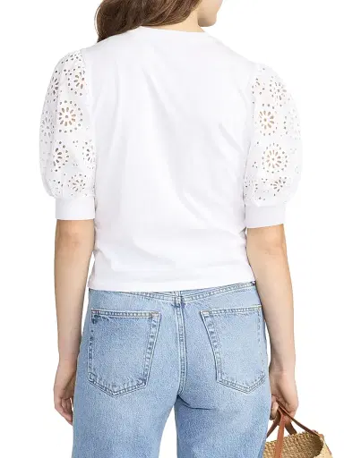 Frame Women's The Solstice Eyelet T-Shirt - White - Size Large | Thumbnail 6 Frame Women's The Solstice Eyelet T-Shirt - White - Size Large | Thumbnail 6