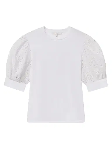 Frame Women's The Solstice Eyelet T-Shirt - White - Size Large | Thumbnail 1 Frame Women's The Solstice Eyelet T-Shirt - White - Size Large | Thumbnail 1