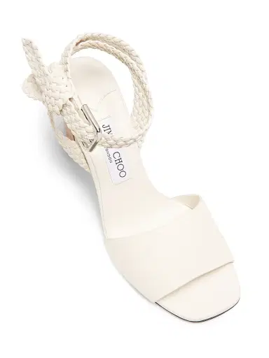 Jimmy Choo Women's Rori 85MM Leather Sandals - Latte Toasty | Thumbnail 4