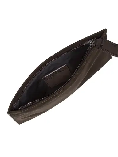 ZEGNA Men's Secondskin Leather Mini Pouch - Dark Brown | Thumbnail 3 ZEGNA Men's Secondskin Leather Mini Pouch - Dark Brown | Thumbnail 3