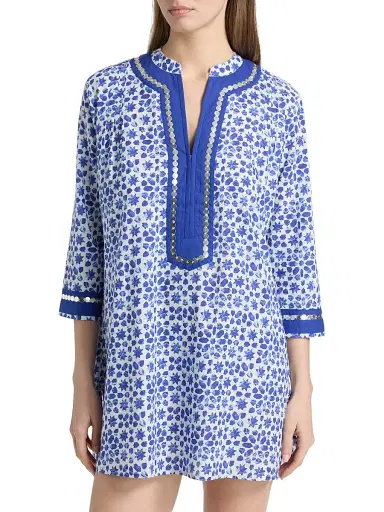 Ro's Garden Women's Tokyo Coverup Caftan - Zara Blue | Thumbnail 3 Ro's Garden Women's Tokyo Coverup Caftan - Zara Blue | Thumbnail 3