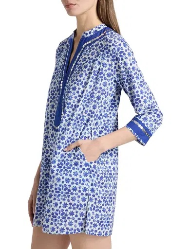 Ro's Garden Women's Tokyo Coverup Caftan - Zara Blue | Thumbnail 4 Ro's Garden Women's Tokyo Coverup Caftan - Zara Blue | Thumbnail 4