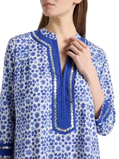 Ro's Garden Women's Tokyo Coverup Caftan - Zara Blue | Thumbnail 6 Ro's Garden Women's Tokyo Coverup Caftan - Zara Blue | Thumbnail 6