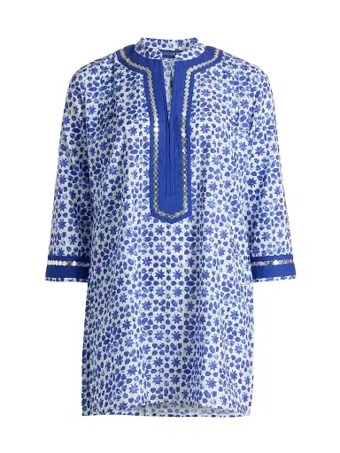 Ro's Garden Women's Tokyo Coverup Caftan - Zara Blue | Thumbnail 1 Ro's Garden Women's Tokyo Coverup Caftan - Zara Blue | Thumbnail 1