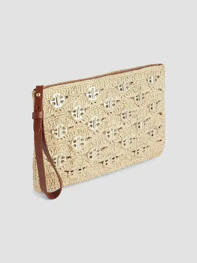 Rabanne Women's Embellished Raffia Wristlet Pouch | Thumbnail 2 Rabanne Women's Embellished Raffia Wristlet Pouch | Thumbnail 2