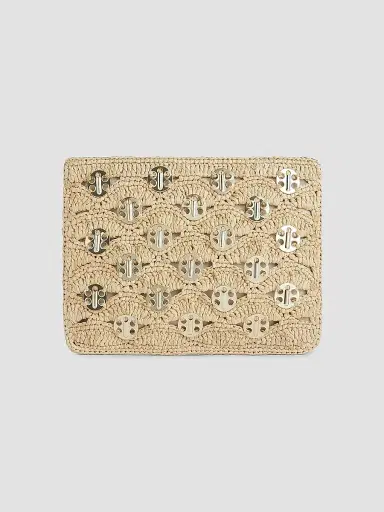 Rabanne Women's Embellished Raffia Wristlet Pouch | Thumbnail 4 Rabanne Women's Embellished Raffia Wristlet Pouch | Thumbnail 4