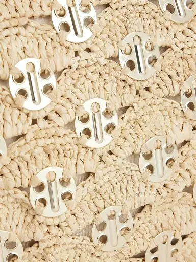 Rabanne Women's Embellished Raffia Wristlet Pouch | Thumbnail 5 Rabanne Women's Embellished Raffia Wristlet Pouch | Thumbnail 5