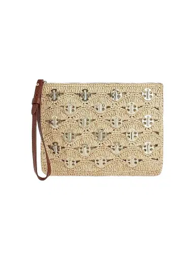Rabanne Women's Embellished Raffia Wristlet Pouch | Thumbnail 1 Rabanne Women's Embellished Raffia Wristlet Pouch | Thumbnail 1