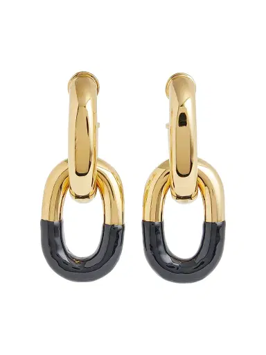Rabanne Women's Link Drop Earrings - Black Light Gold | Thumbnail 1 Rabanne Women's Link Drop Earrings - Black Light Gold | Thumbnail 1