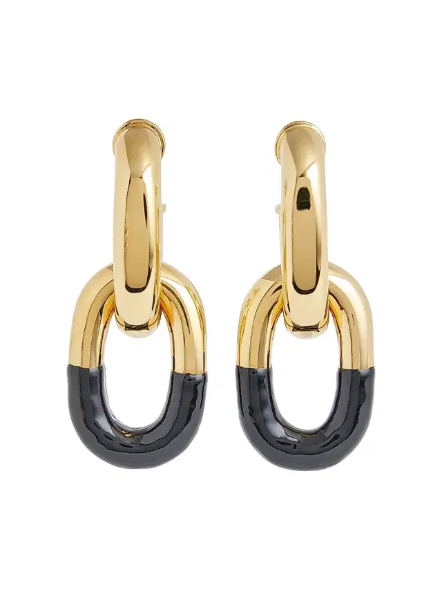 Women's Link Drop Earrings - Black Light Gold