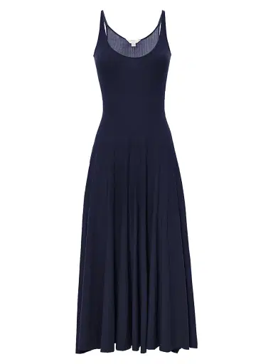 Malo Women's Rib-Knit Cotton Mako Midi-Dress - Blue | Thumbnail 1