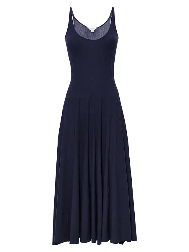 Women's Rib-Knit Cotton Mako Midi-Dress - Blue