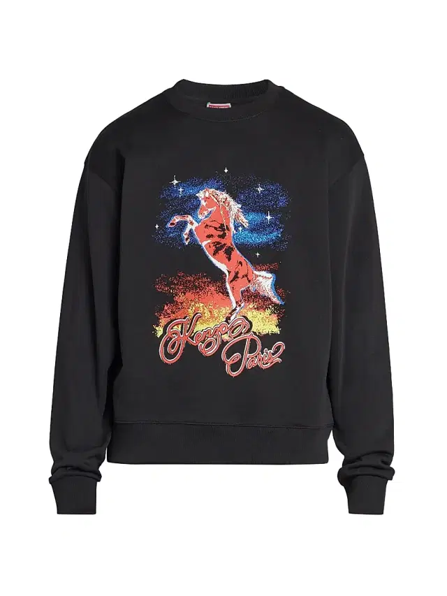 Men's Lucky Horses Crewneck Sweatshirt - Black