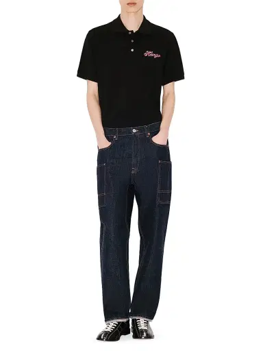 KENZO Men's Winter Holidays Embroidered Slim-Fit Polo Shirt - Black - Size Large | Thumbnail 2 KENZO Men's Winter Holidays Embroidered Slim-Fit Polo Shirt - Black - Size Large | Thumbnail 2