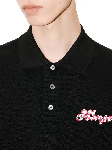 KENZO Men's Winter Holidays Embroidered Slim-Fit Polo Shirt - Black - Size Large | Thumbnail 4 KENZO Men's Winter Holidays Embroidered Slim-Fit Polo Shirt - Black - Size Large | Thumbnail 4