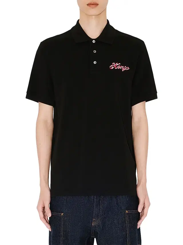 Men's Winter Holidays Embroidered Slim-Fit Polo Shirt - Black