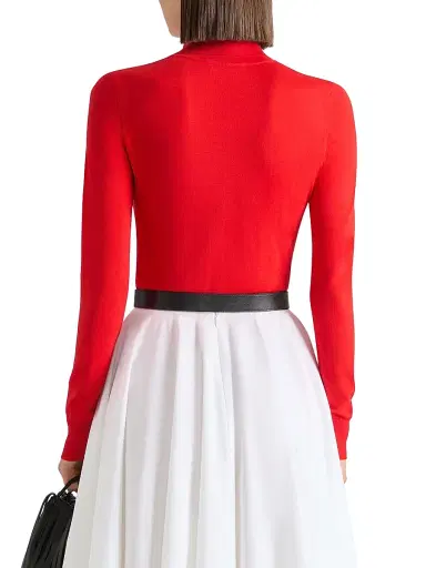 Givenchy Women's Polo Cardigan in Second Skin Effect Knit - Poppy Red - Size XS | Thumbnail 3