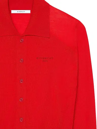Givenchy Women's Polo Cardigan in Second Skin Effect Knit - Poppy Red - Size XS | Thumbnail 4