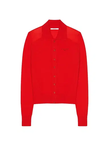 Givenchy Women's Polo Cardigan in Second Skin Effect Knit - Poppy Red - Size XS | Thumbnail 1