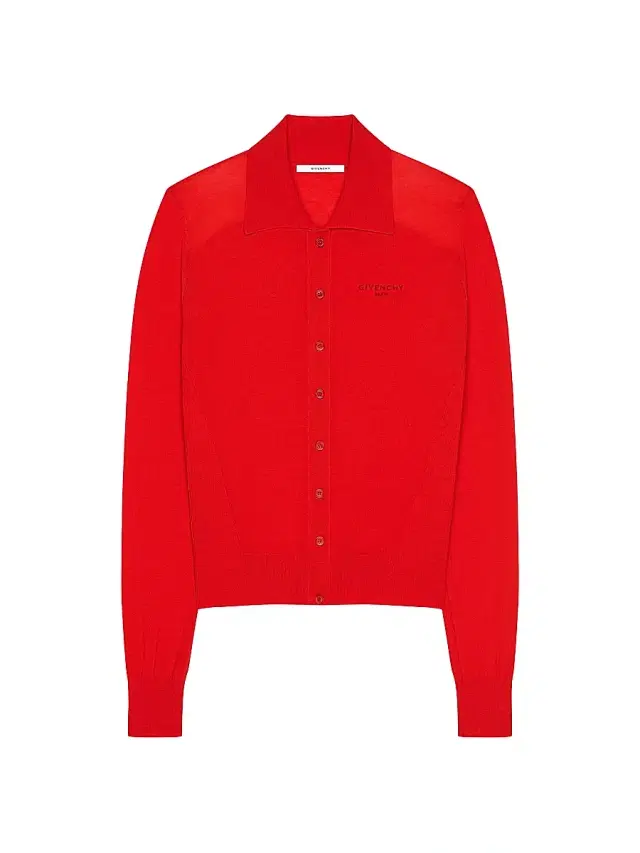 Women's Polo Cardigan in Second Skin Effect Knit - Poppy Red