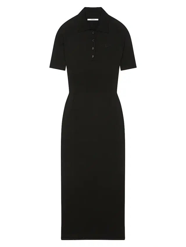 Women's Midi Polo Dress in Second Skin Effect Knit - Black