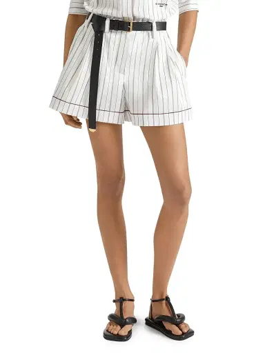 Givenchy Women's Striped Shorts in Cotton and Silk - Grey White - Size 8 | Thumbnail 3