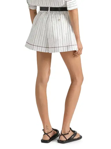 Givenchy Women's Striped Shorts in Cotton and Silk - Grey White - Size 8 | Thumbnail 4
