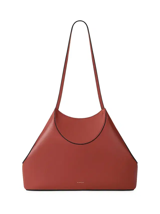 Women's  Facet Tote Bag in Grained Leather - Terracotta