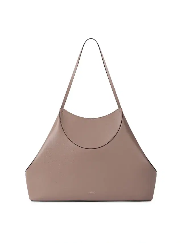 Women's  Facet Tote Bag in Grained Leather - Taupe