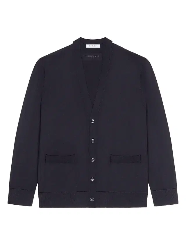 Men's Cardigan in Wool with Gros Grain Details - Dark Navy
