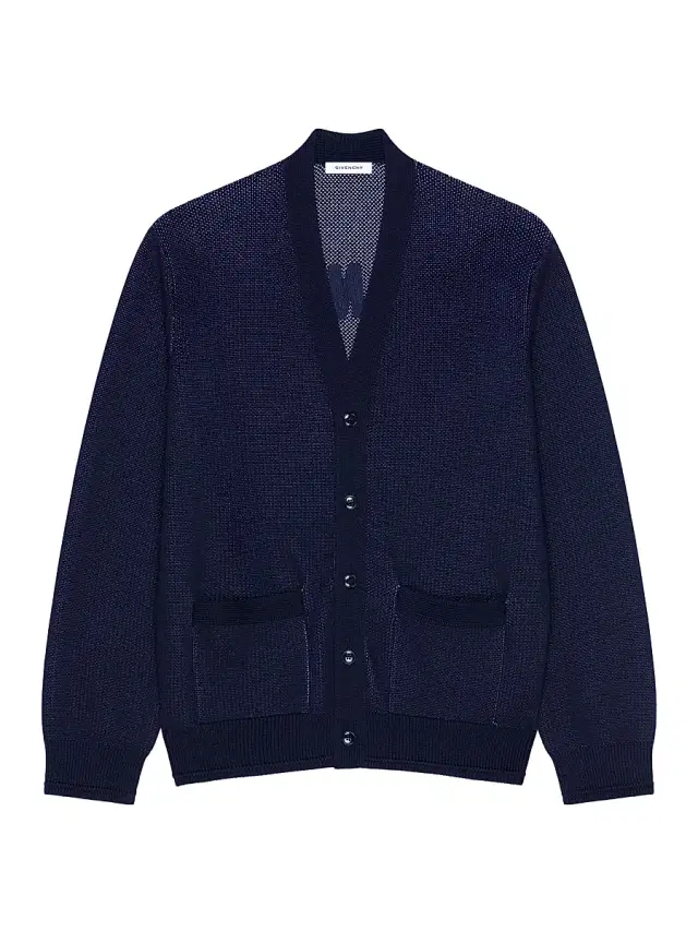 Men's Cardigan in Cotton with Paris Embroidery - Dark Navy