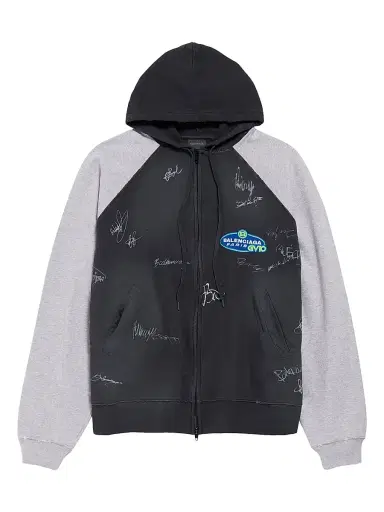 Balenciaga Men's Banana Raglan Oversized Zip-Up Hoodie - Faded Black - Size XXL | Thumbnail 1
