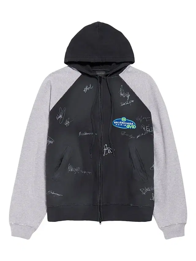 Balenciaga Men's Banana Raglan Oversized Zip-Up Hoodie - Faded Black