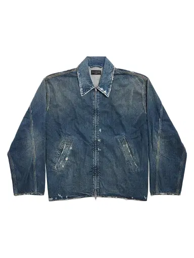 Balenciaga Men's Zip-Up Denim Jacket - Blue - Size Large | Thumbnail 1