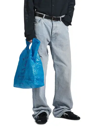 Balenciaga Men's Distressed Relaxed Fit Jeans - Light Blue - Size 33 | Thumbnail 2