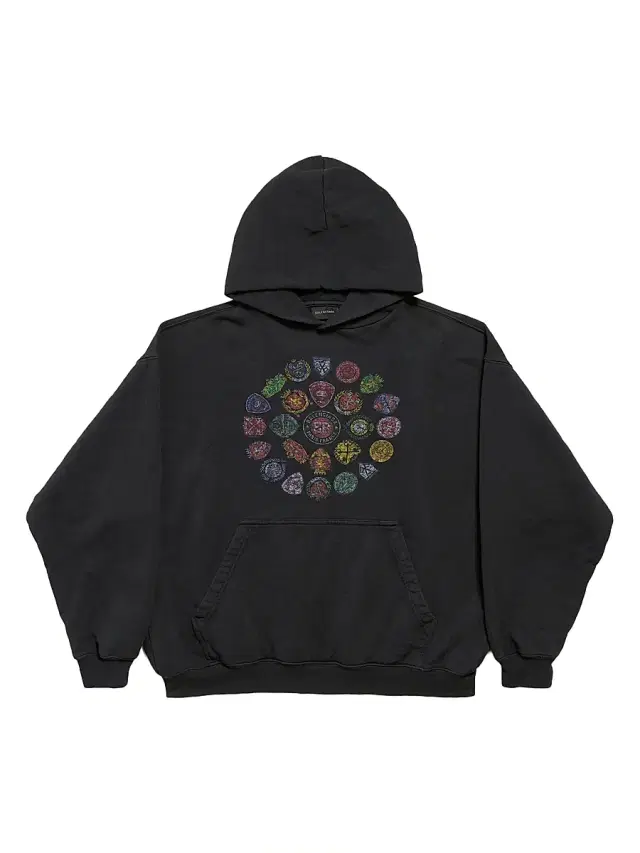 Balenciaga Men's Spiral Crest Medium Fit Hoodie - Faded Black