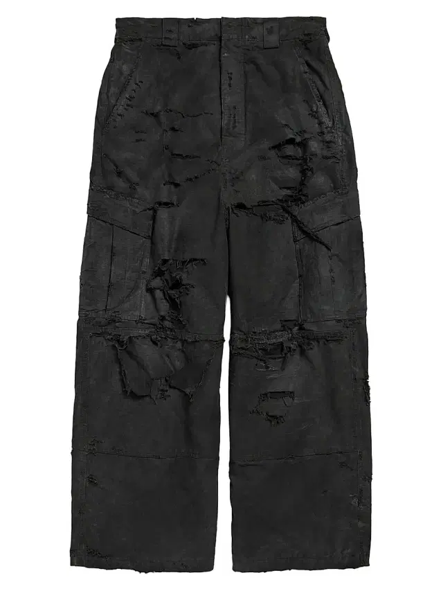 Balenciaga Men's Distressed Large Cargo Pants - Black