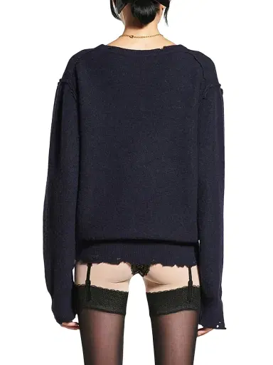Balenciaga Women's Laurel Classic Inside-Out V-Neck Sweater | Thumbnail 3 Balenciaga Women's Laurel Classic Inside-Out V-Neck Sweater | Thumbnail 3
