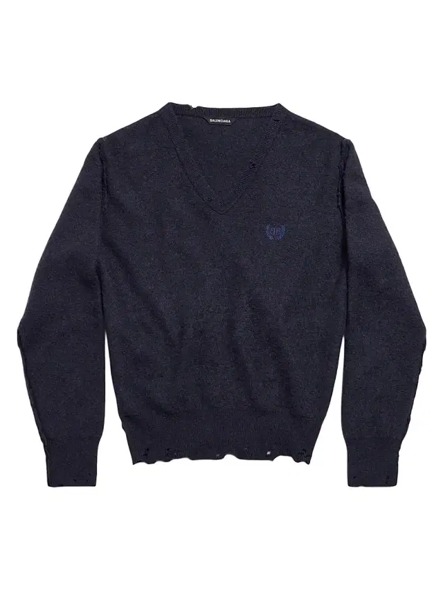 Balenciaga Women's Laurel Classic Inside-Out V-Neck Sweater - Navy