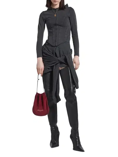 Balenciaga Women's Corseted Zip-Up Hoodie - Black Faded | Thumbnail 5 Balenciaga Women's Corseted Zip-Up Hoodie - Black Faded | Thumbnail 5