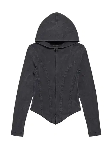 Balenciaga Women's Corseted Zip-Up Hoodie - Black Faded | Thumbnail 1 Balenciaga Women's Corseted Zip-Up Hoodie - Black Faded | Thumbnail 1