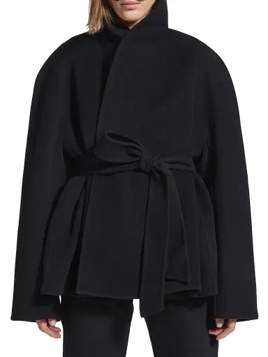 Balenciaga Women's Short Wrap Coat - Black - Size 4 | Thumbnail 2