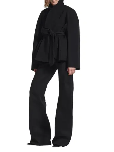 Balenciaga Women's Short Wrap Coat - Black - Size 4 | Thumbnail 5