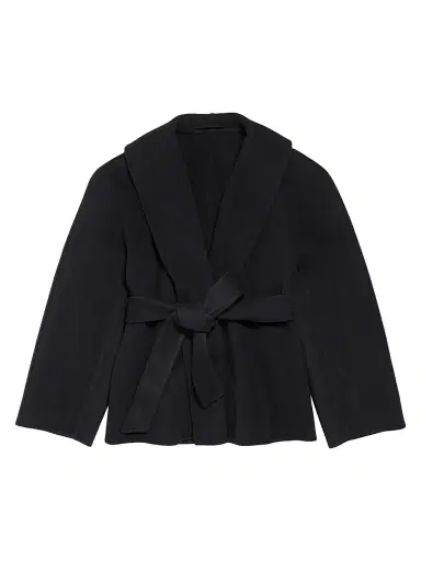 Balenciaga Women's Short Wrap Coat - Black - Size 4 | Thumbnail 1