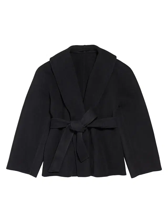 Women's Short Wrap Coat - Black