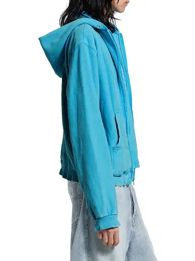 Balenciaga Women's Washed Crayon Political Zip-Up Regular Fit Hoodie - Azure - Size XL | Thumbnail 4