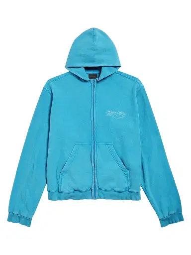 Balenciaga Women's Washed Crayon Political Zip-Up Regular Fit Hoodie - Azure - Size XL | Thumbnail 1