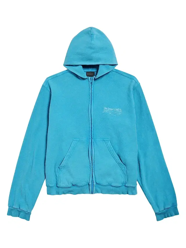Women's Washed Crayon Political Zip-Up Regular Fit Hoodie - Azure