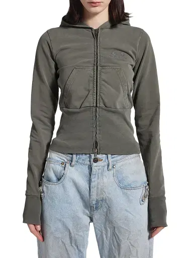 Balenciaga Women's Loop Sports Icon High Rib Zip-Up Hoodie - Grey | Thumbnail 2